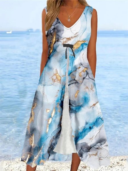 

Elegant Loose Ombre Dress, Blue, Dresses