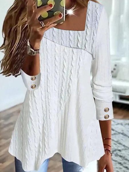 

Plain Loose Casual Shirt, White, Shirts & Blouses
