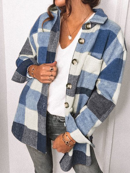 

Casual Loose Printing Regular Sleeve Others Jacket, Blue, Jackets