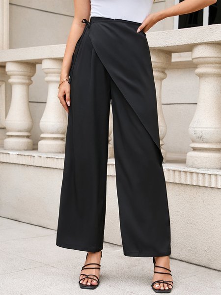 

Loose Plain Casual Pants, Black, Pants