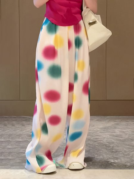 

Loose Vacation Polka Dots Pants, Multicolor, Pants