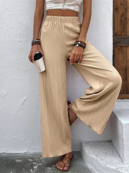 

Plain Loose Casual Pants, Khaki, Pants