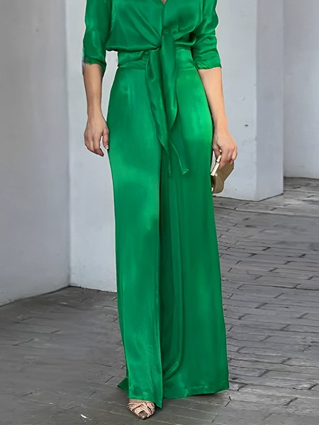 Urban Regular Fit Plain Fashion Pants, Green, Pants