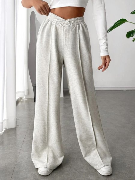 

Plain Loose Casual Wide leg Sweatpants, Light gray, Pants