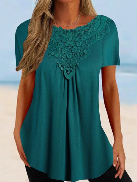 

Loose Plain Casual Crew Neck TUNIC Shirt, Dark green, Shirts & Blouses