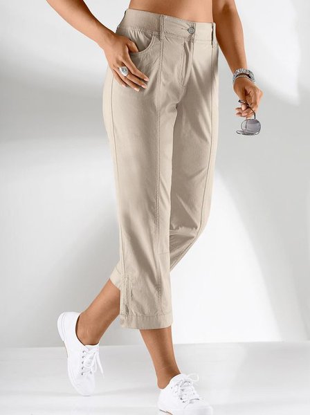 

Loose Plain Casual Pants, Khaki, Pants