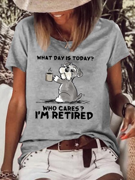 Women's Funny Retired Letters Casual T-Shirt, Gray, T-shirts