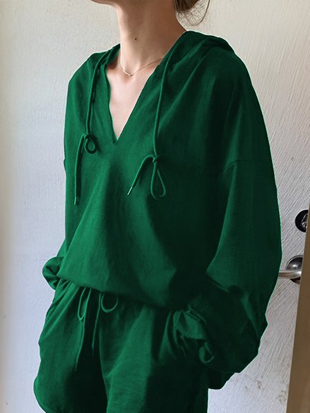 

Urban Plain Hoodie Loosen Long Sleeve Hoodie, Green, Hoodies and Sweatshirts