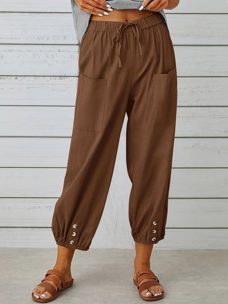 

Women's Breathable Loose Comfortable Elastic Waist Pants, Brown, Pants