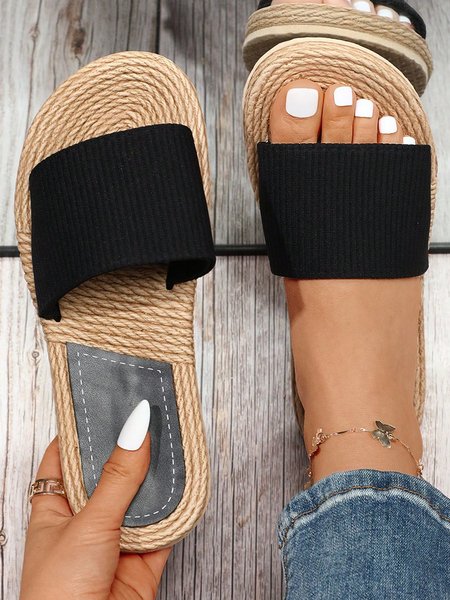 

Women Single Band Beach Slides, Black, Slippers