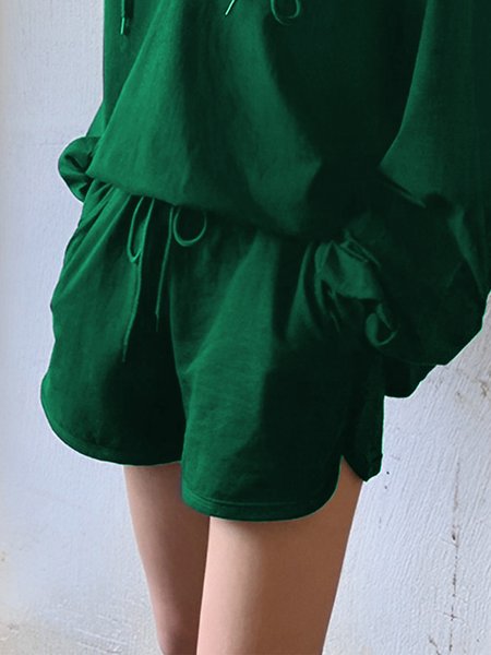 

Loose Urban Plain Shorts, Green, Shorts