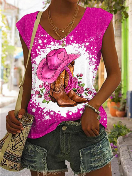 

Color Block Loose Casual V Neck T-Shirt, Pink, T-Shirts