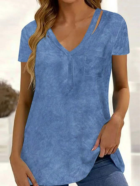 

Loose V Neck Casual Shirt, Blue, Shirts & Blouses