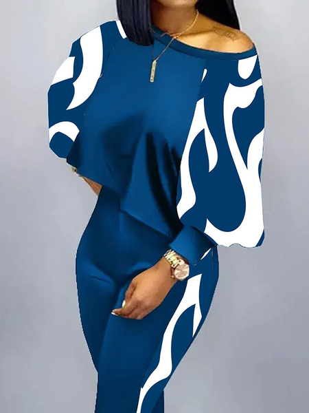 

Loose High Elasticity Casual Asymmetrical Long sleeve Sweatshirt, Blue, Hoodies and Sweatshirts