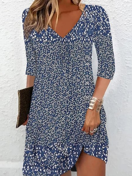 

Plus Size Casual Abstract Graphic Regular Fit Dress, Blue, DRESSES