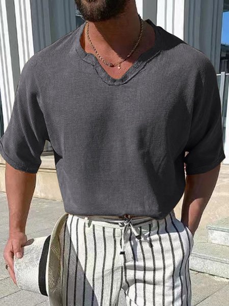 

Casual Loose Short Sleeve T-Shirt, Deep gray, T-Shirts