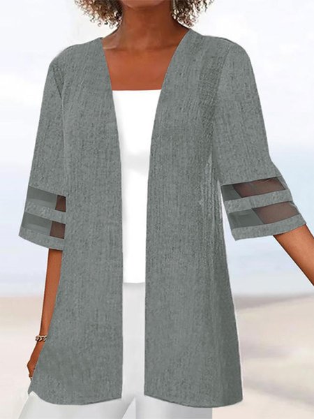 

Casual Wrap Plain Kimono, Gray, Kimonos