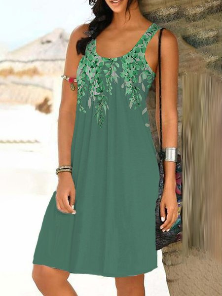 

Casual Knitted Leaf Loose Dress, Green, Dresses