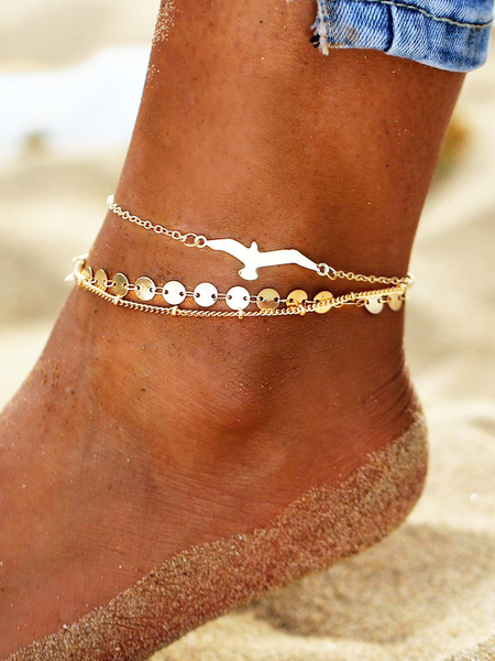 

Minimalist bird beach anklet, Golden, Anklets