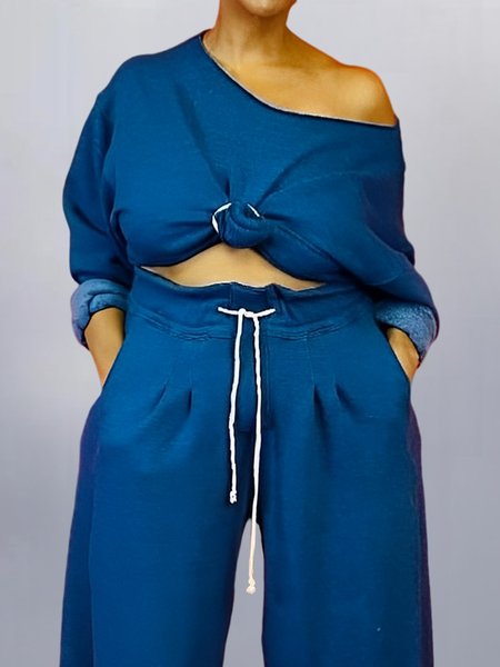 

Cold Shoulder Casual Plain Long Sleeve Sweatshirt, Blue, Hoodies and Sweatshirts