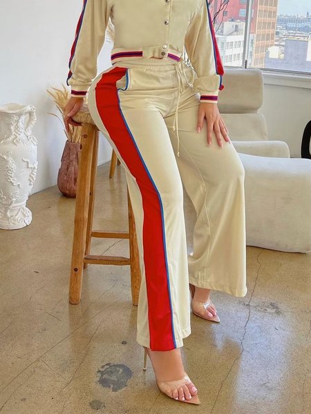 

Color Block Loose Urban Sweatpants, Off white, Pants