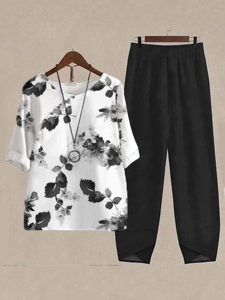 Loose Casual Floral Two Piece Set