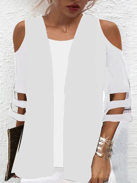 

Casual Plain Regular Fit Kimono, White, Cardigans