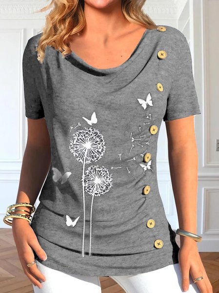 

Dandelion Loose Casual Buttoned Shirt, Gray, Shirts & Blouses