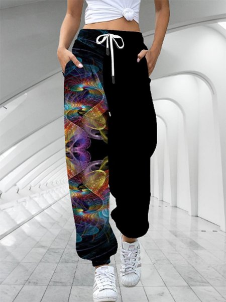 

Random Print Casual Pants, Color8, Pants