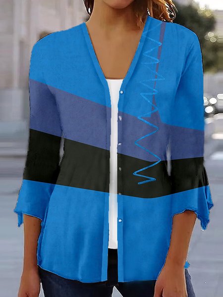 

Casual Floral Regular Fit V Neck Kimono, Deep blue, Cardigans