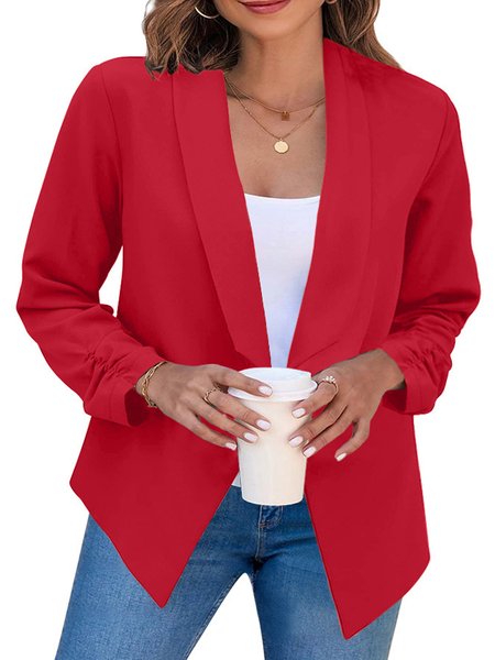

Casual Regular Fit Plain Lapel Collar Blazer, Red, Blazers