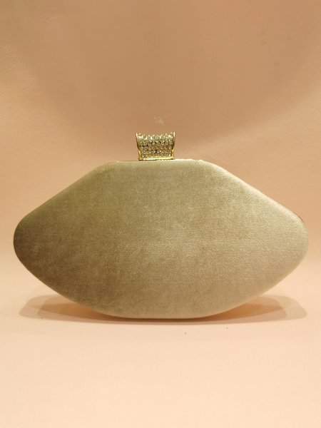 

Elegant Lip Shape Velvet Ladies Clutch Party Banquet, Apricot, Top Handles