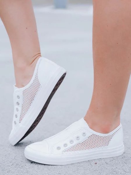 

Breathable Mesh Leopard Slip On Canvas Shoes, White, Sneakers