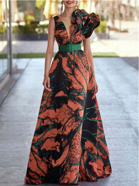 

Elegant Regular Fit Wedding Dress & Party Dress With Belt, Multicolor, Maxi Dresses
