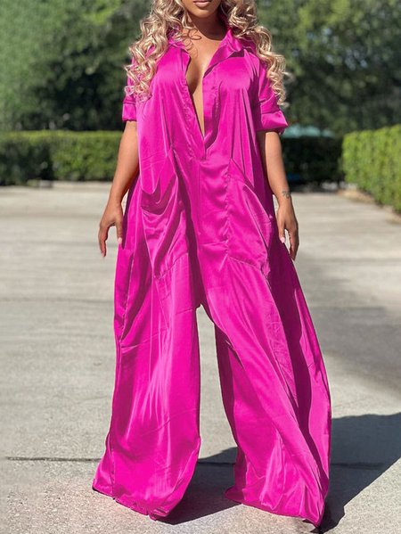 

Urban Plain Loose Jumpsuit, Deep pink, Jumpsuits