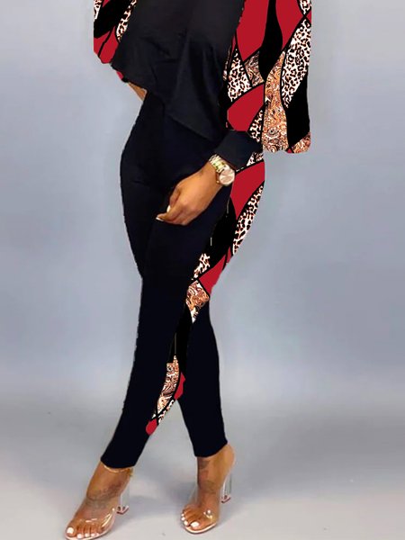 

Abstract Tight Urban Sweatpants, Black-red, Pants