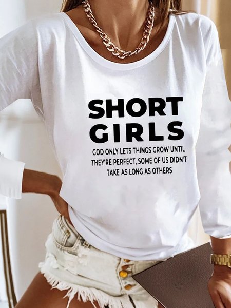 

Plus Size Text Letters Loose Casual T-Shirt, White, T-Shirts