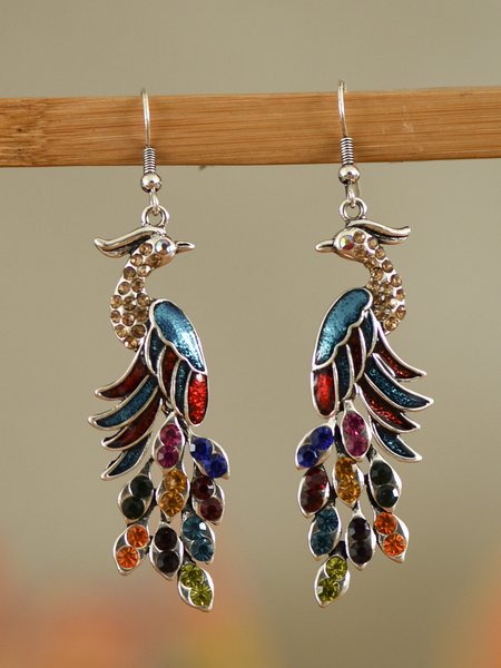 

Vintage Peacock Earrings, Multicolor, Earrings