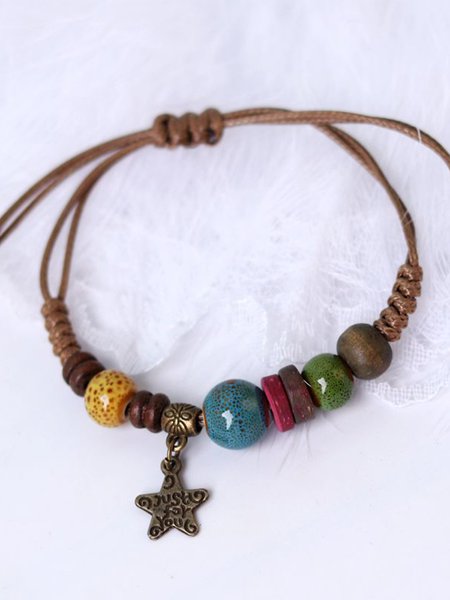 

Vintage Ceramic Accessory Clover Pendant Bracelet, Color4, Bracelets
