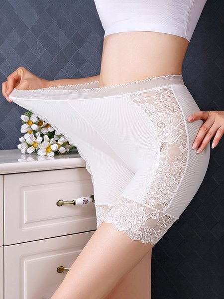 

Woman Breathable Comfortable Lace Sexy Boxer, White, Briefs