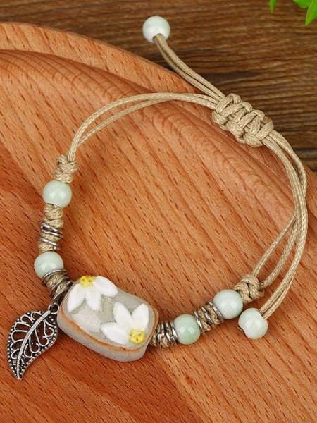 

Cartoon Pattern Ceramic Retro Natural Style Bracelet, Yellow, Bracelets