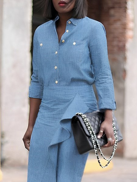 

Daily Long sleeve Regular Fit Urban Blouse, Blue, Blouses and Shirts