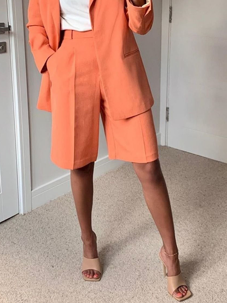 

Loose Lightweight Urban Plain Shorts, Light orange, Shorts