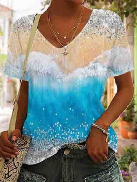 

Ombre Casual T-Shirt, Blue, T-Shirts