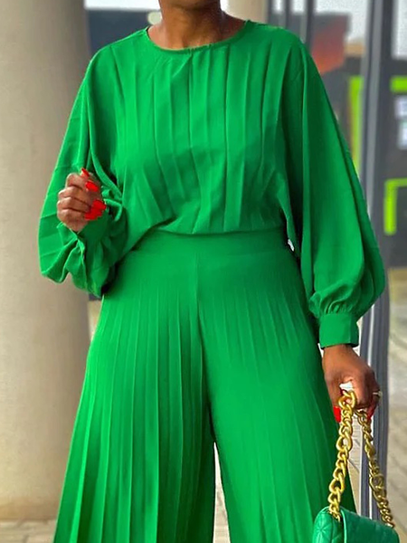

Urban Crew Neck Long sleeve Loose Shirt, Green, Blouses and Shirts