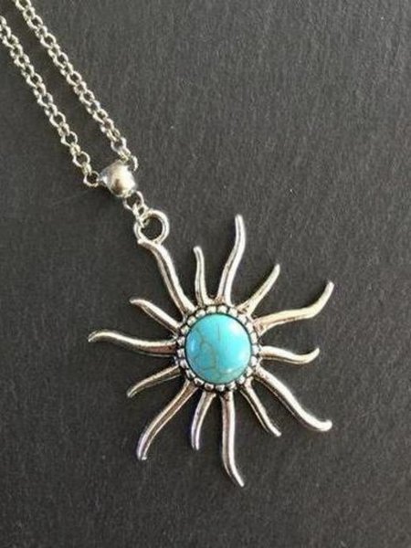 

Boho Sun Pendant Necklace, Silver, Necklaces