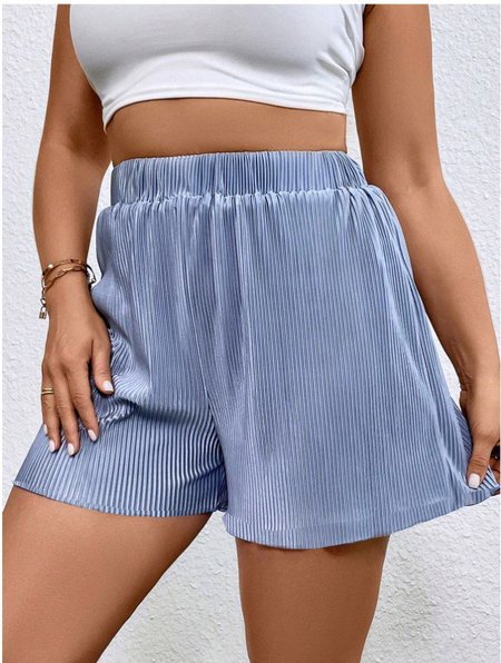 

Women's Breathable Comfort Pleated Casual Shorts, Sky blue, Shorts