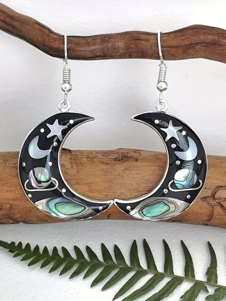 

Casual Moon Pattern Gradient Earrings Ethnic Retro Women's Jewelry, As picture, Earrings
