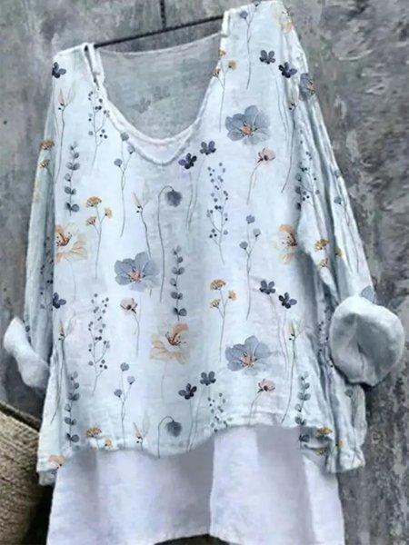 

Floral Casual Loose Shirt, White, Shirts & Blouses