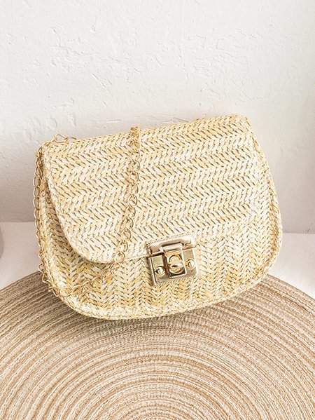 

Casual Handwoven Straw Messenger Bag Vacation Daily Women's Bag, As picture, Women's Bags
